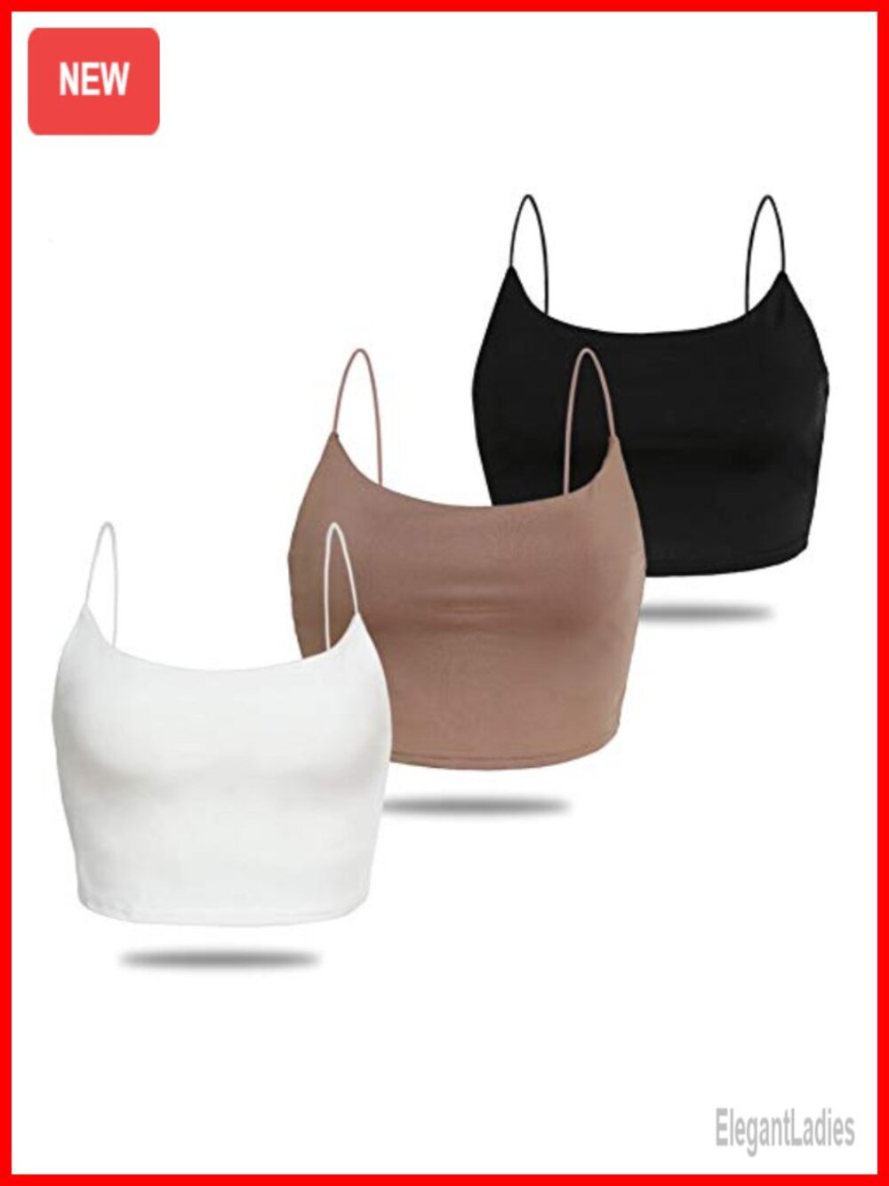 Women's Double Layer Cami Crop Tank Top Stretch Slim Fit Scoop Neck Spaghetti